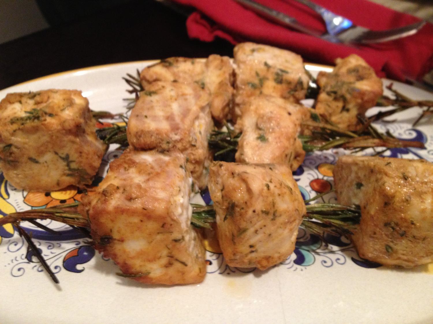 Rosemary Skewered Halibut Mind in the Butter