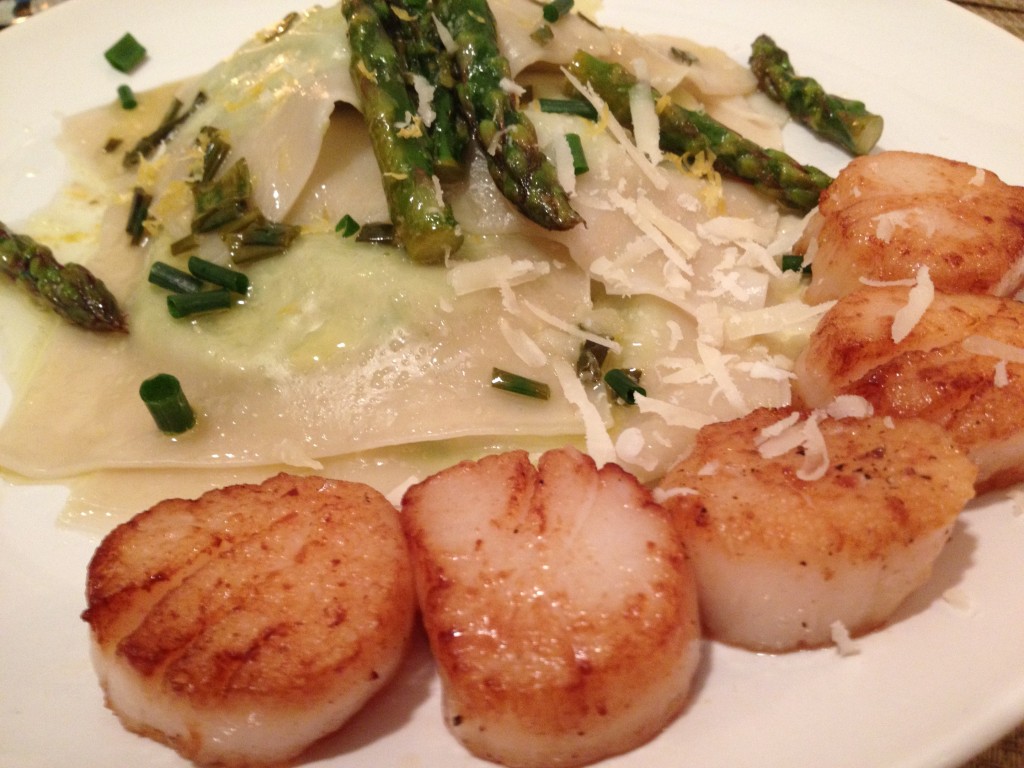 End of the Heat Wave! Asparagus Ravioli with Seared Scallops Mind in